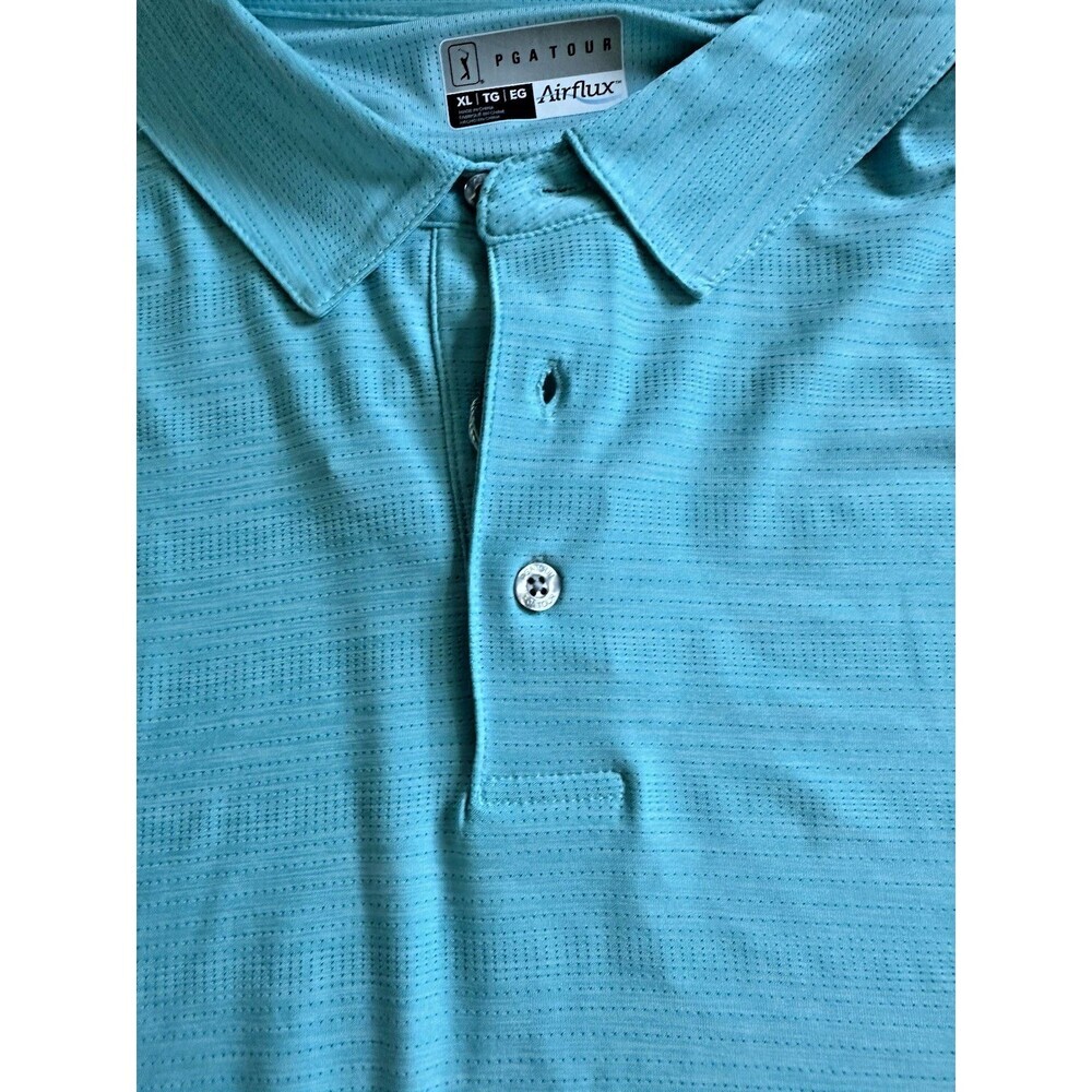 PGA TOUR Men's Short Sleeve Airflux Jaspe Stretch Golf Polo Shirt Med Blue XL - Picture 4 of 4